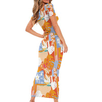 Hawaiian and Japanese Culture Together Family Matching Short Sleeve Bodycon Dress and Hawaiian Shirt Palaka Japanese Art and Tropical Motif Tribal Patchwork LT03 - Polynesian Pride