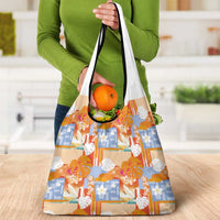 Hawaiian and Japanese Culture Together Grocery Bag Palaka Japanese Art and Tropical Motif Tribal Patchwork LT03 - Polynesian Pride