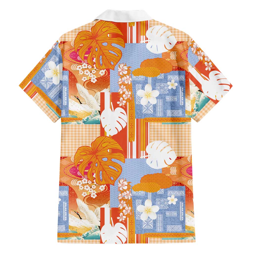 Hawaiian and Japanese Culture Together Hawaiian Shirt Palaka Japanese Art and Tropical Motif Tribal Patchwork LT03 - Polynesian Pride
