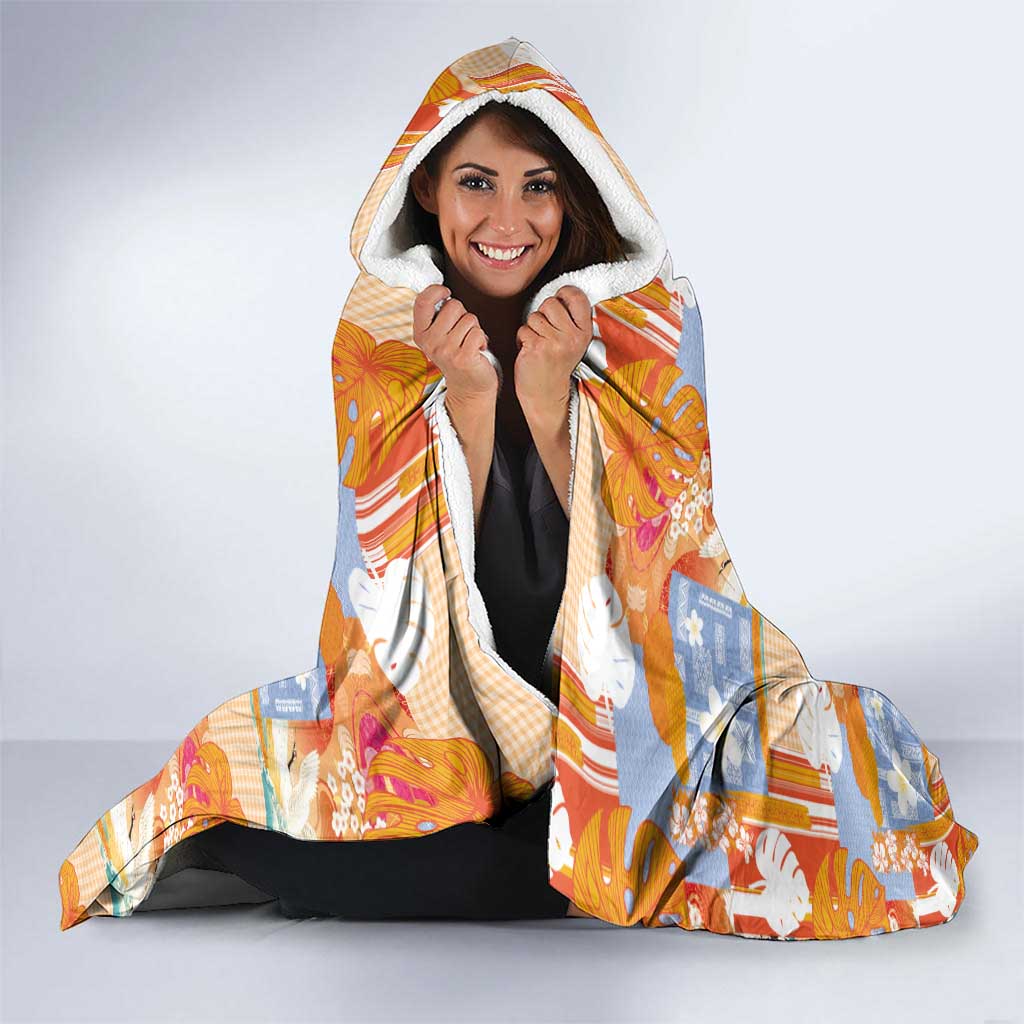 Hawaiian and Japanese Culture Together Hooded Blanket Palaka Japanese Art and Tropical Motif Tribal Patchwork LT03 - Polynesian Pride