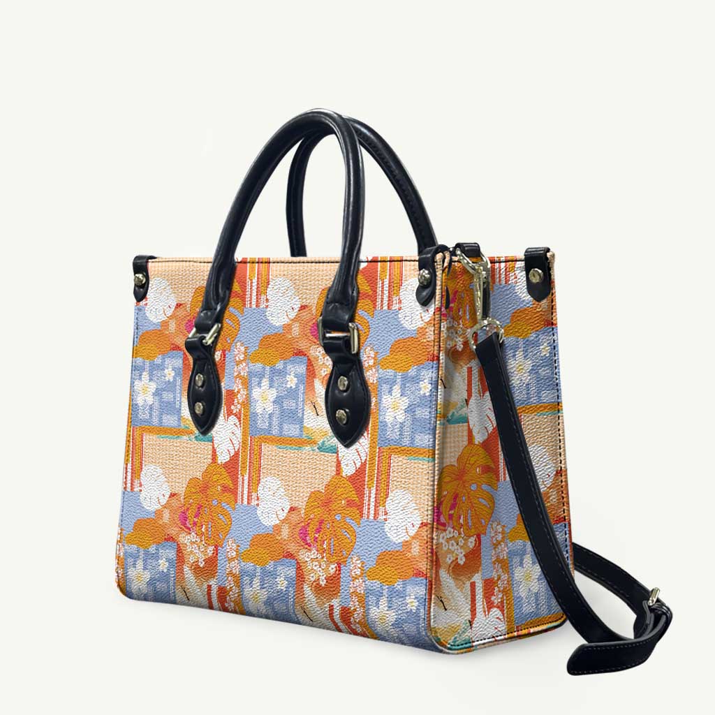 Hawaiian and Japanese Culture Together Leather Bag Palaka Japanese Art and Tropical Motif Tribal Patchwork LT03 Multicolor - Polynesian Pride