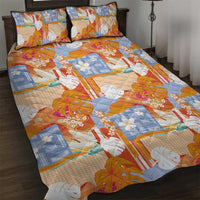 Hawaiian and Japanese Culture Together Quilt Bed Set Palaka Japanese Art and Tropical Motif Tribal Patchwork LT03 Multicolor - Polynesian Pride