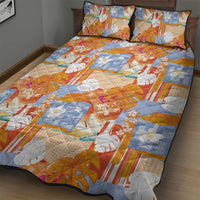 Hawaiian and Japanese Culture Together Quilt Bed Set Palaka Japanese Art and Tropical Motif Tribal Patchwork LT03 - Polynesian Pride
