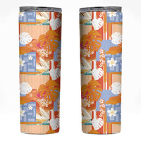 Hawaiian and Japanese Culture Together Skinny Tumbler Palaka Japanese Art and Tropical Motif Tribal Patchwork LT03 Multicolor - Polynesian Pride