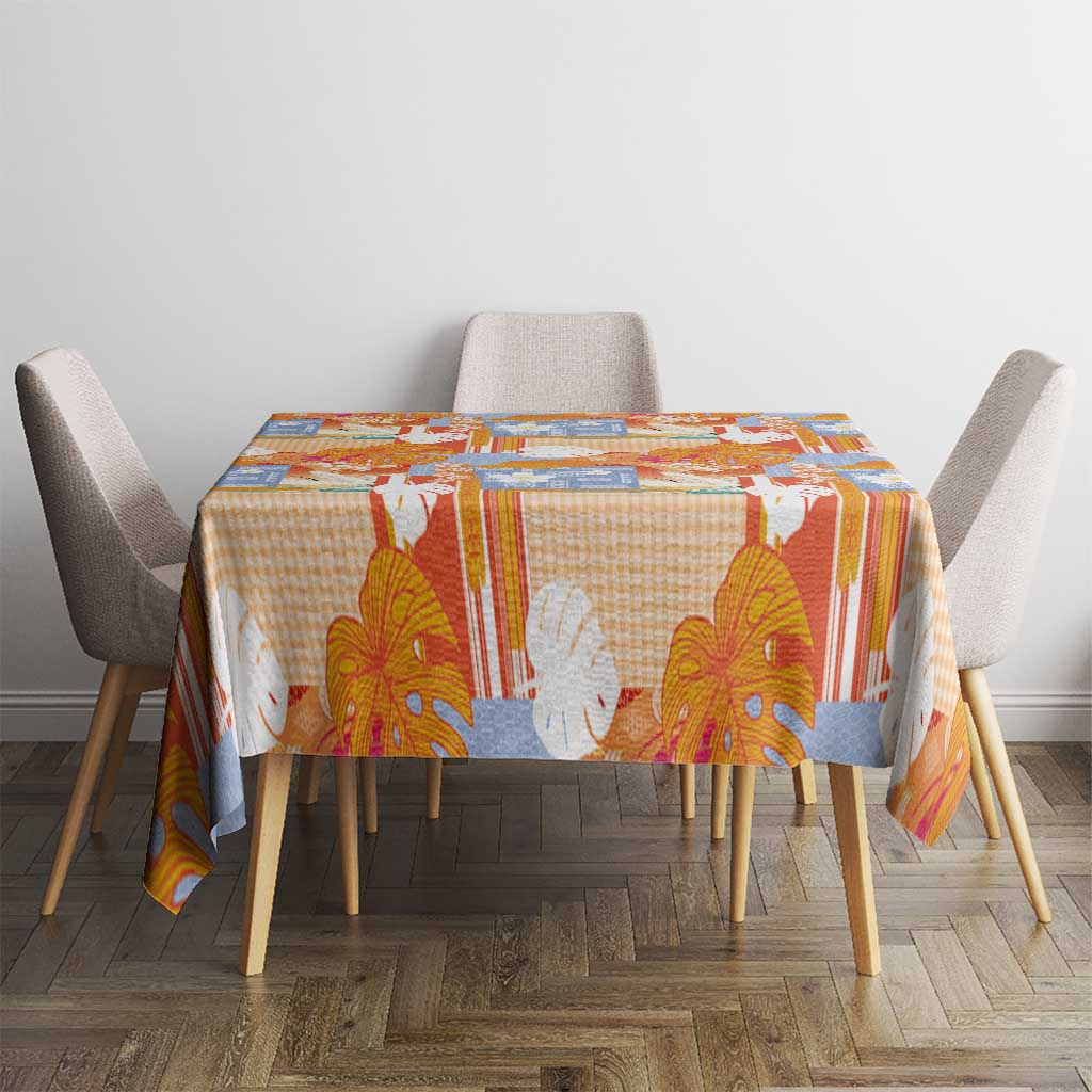 Hawaiian and Japanese Culture Together Tablecloth Palaka Japanese Art and Tropical Motif Tribal Patchwork