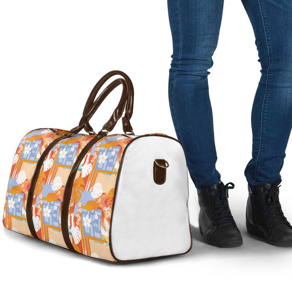 Hawaiian and Japanese Culture Together Travel Bag Palaka Japanese Art and Tropical Motif Tribal Patchwork LT03 - Polynesian Pride