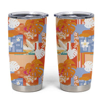 Hawaiian and Japanese Culture Together Tumbler Cup Palaka Japanese Art and Tropical Motif Tribal Patchwork LT03 Multicolor - Polynesian Pride