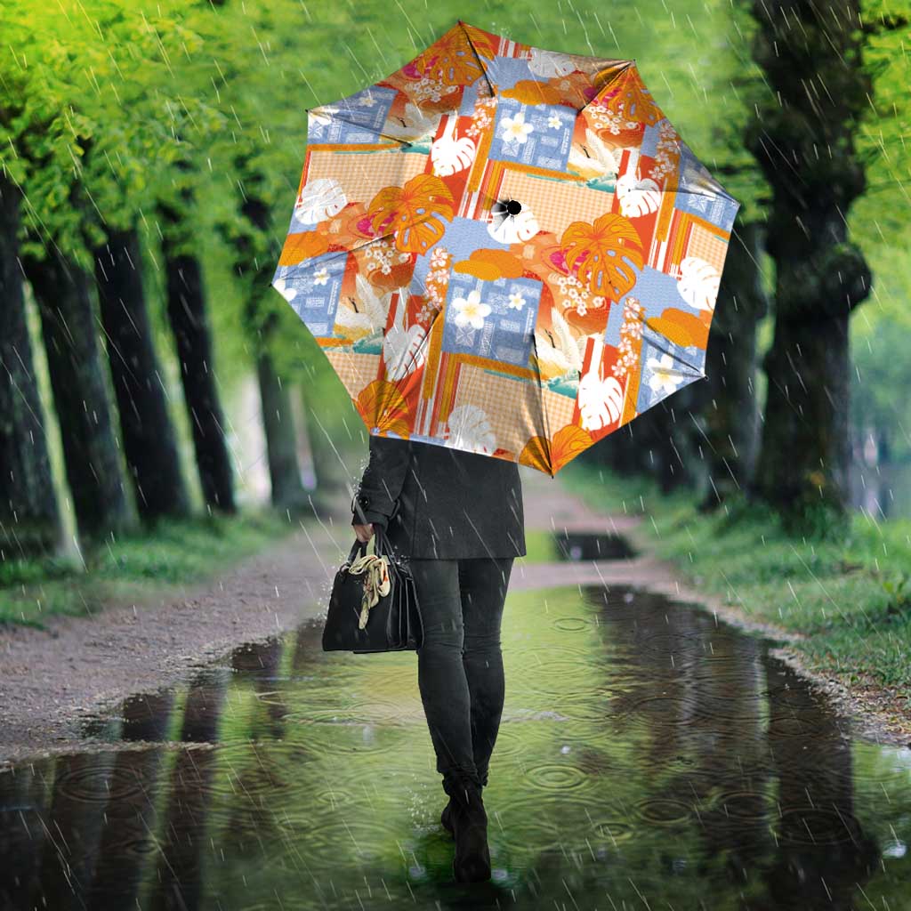 Hawaiian and Japanese Culture Together Umbrella Palaka Japanese Art and Tropical Motif Tribal Patchwork LT03 - Polynesian Pride