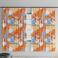 Hawaiian and Japanese Culture Together Window Curtain Palaka Japanese Art and Tropical Motif Tribal Patchwork LT03 With Hooks Multicolor - Polynesian Pride
