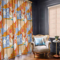 Hawaiian and Japanese Culture Together Window Curtain Palaka Japanese Art and Tropical Motif Tribal Patchwork LT03 - Polynesian Pride
