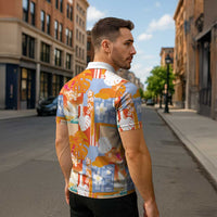 Hawaiian and Japanese Culture Together Zipper Polo Shirt Palaka Japanese Art and Tropical Motif Tribal Patchwork LT03 - Polynesian Pride