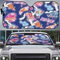 Hawaiian and Japanese Culture Together Auto Sun Shade Hawaiian Archipelago Shape Sea Animals LT03 Multicolor - Polynesian Pride