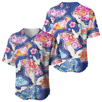 Hawaiian and Japanese Culture Together Baseball Jersey Hawaiian Archipelago Shape Sea Animals