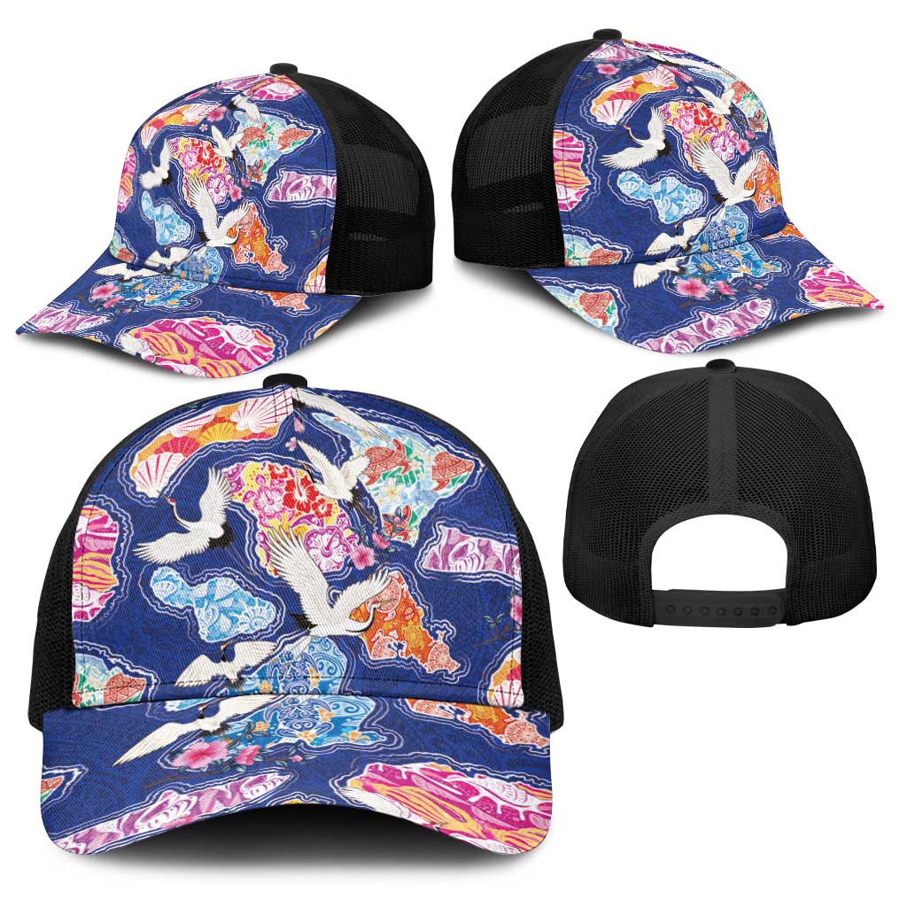 Hawaiian and Japanese Culture Together Baseball Net Cap Hawaiian Archipelago Shape Sea Animals