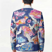 Hawaiian and Japanese Culture Together Blazer Hawaiian Archipelago Shape Sea Animals