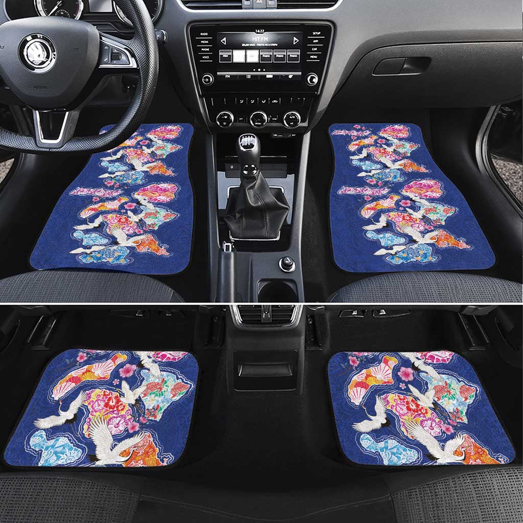 Hawaiian and Japanese Culture Together Car Mats Hawaiian Archipelago Shape Sea Animals
