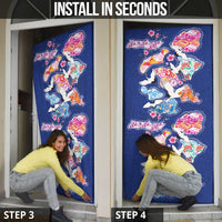 Hawaiian and Japanese Culture Together Door Cover Hawaiian Archipelago Shape Sea Animals