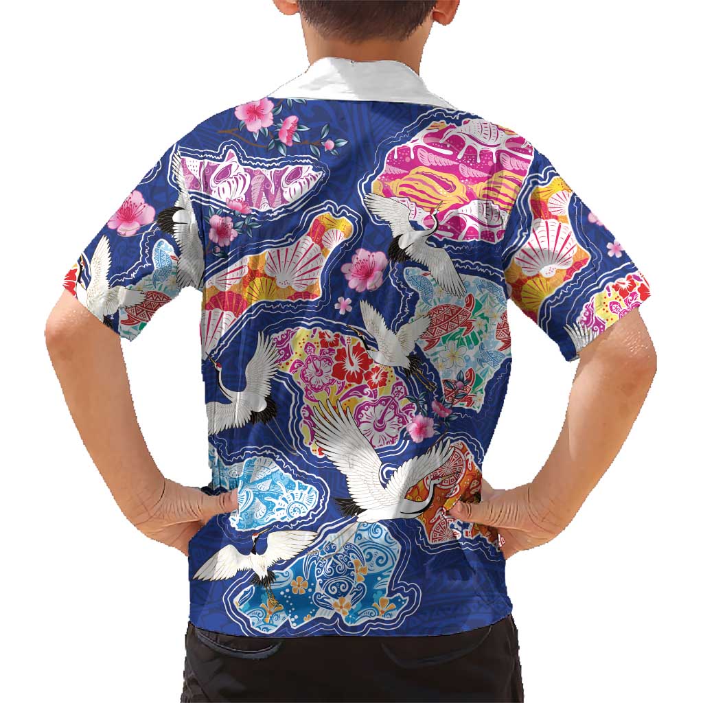 Hawaiian and Japanese Culture Together Family Matching Puletasi and Hawaiian Shirt Hawaiian Archipelago Shape Sea Animals LT03 - Polynesian Pride