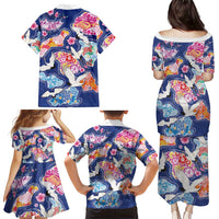 Hawaiian and Japanese Culture Together Family Matching Puletasi and Hawaiian Shirt Hawaiian Archipelago Shape Sea Animals LT03 - Polynesian Pride