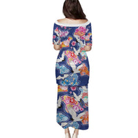 Hawaiian and Japanese Culture Together Family Matching Puletasi and Hawaiian Shirt Hawaiian Archipelago Shape Sea Animals LT03 - Polynesian Pride