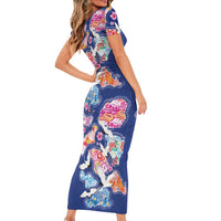 Hawaiian and Japanese Culture Together Family Matching Short Sleeve Bodycon Dress and Hawaiian Shirt Hawaiian Archipelago Shape Sea Animals LT03 - Polynesian Pride