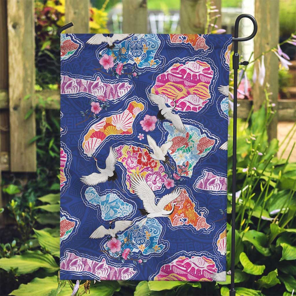 Hawaiian and Japanese Culture Together Garden Flag Hawaiian Archipelago Shape Sea Animals