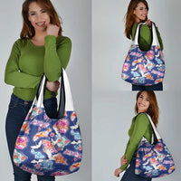 Hawaiian and Japanese Culture Together Grocery Bag Hawaiian Archipelago Shape Sea Animals