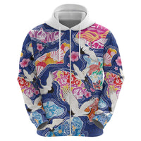 Hawaiian and Japanese Culture Together Hoodie Hawaiian Archipelago Shape Sea Animals
