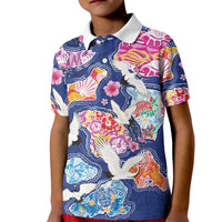 Hawaiian and Japanese Culture Together Kid Polo Shirt Hawaiian Archipelago Shape Sea Animals LT03 Kid Multicolor - Polynesian Pride