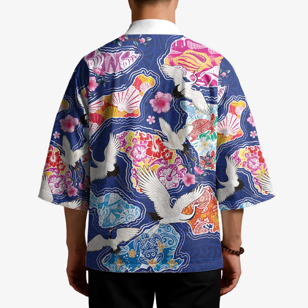 Hawaiian and Japanese Culture Together Kimono Hawaiian Archipelago Shape Sea Animals