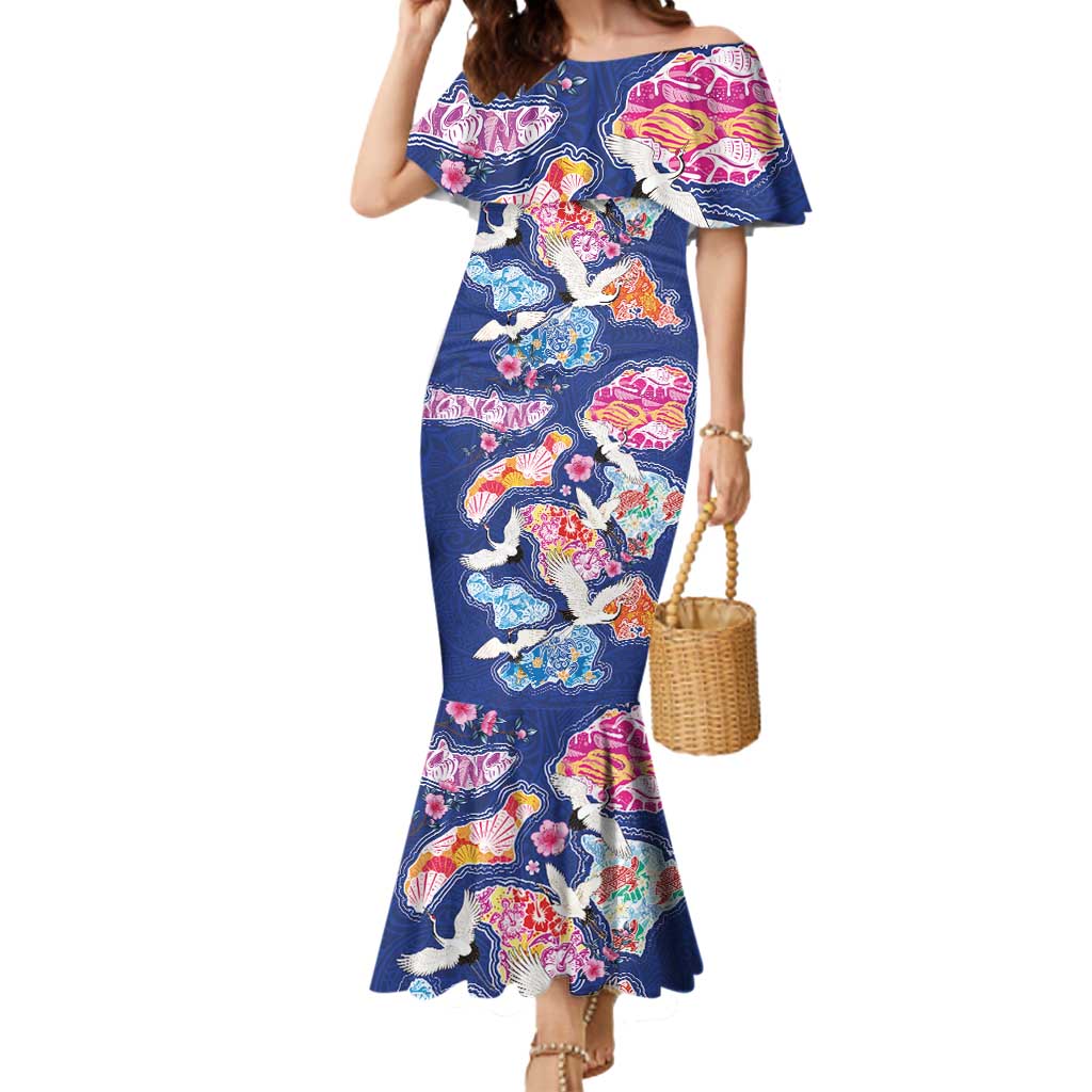 Hawaiian and Japanese Culture Together Mermaid Dress Hawaiian Archipelago Shape Sea Animals LT03 Women Multicolor - Polynesian Pride