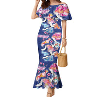 Hawaiian and Japanese Culture Together Mermaid Dress Hawaiian Archipelago Shape Sea Animals LT03 Women Multicolor - Polynesian Pride