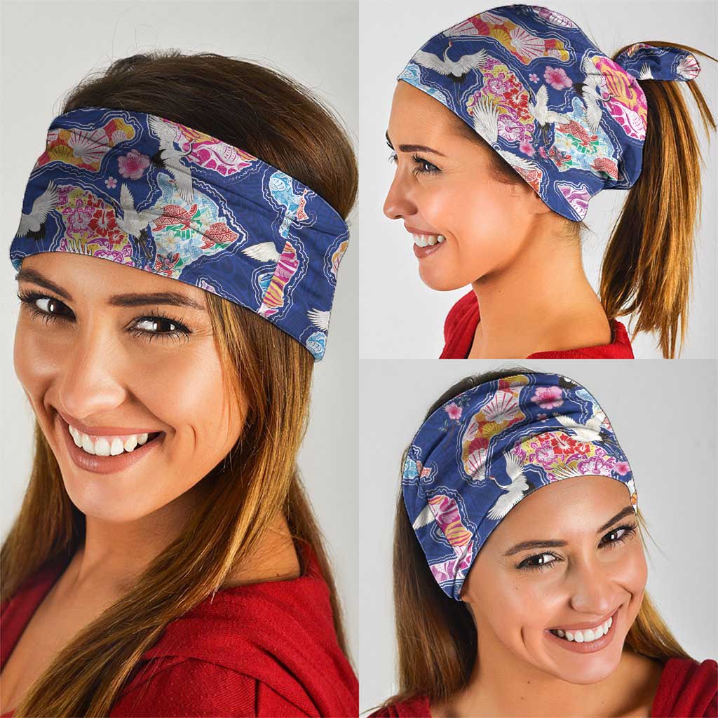 Hawaiian and Japanese Culture Together Neck Gaiter Hawaiian Archipelago Shape Sea Animals