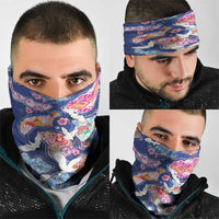Hawaiian and Japanese Culture Together Neck Gaiter Hawaiian Archipelago Shape Sea Animals