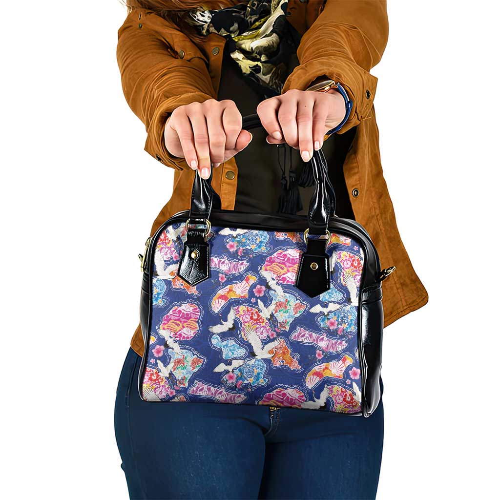 Hawaiian and Japanese Culture Together Shoulder Handbag Hawaiian Archipelago Shape Sea Animals