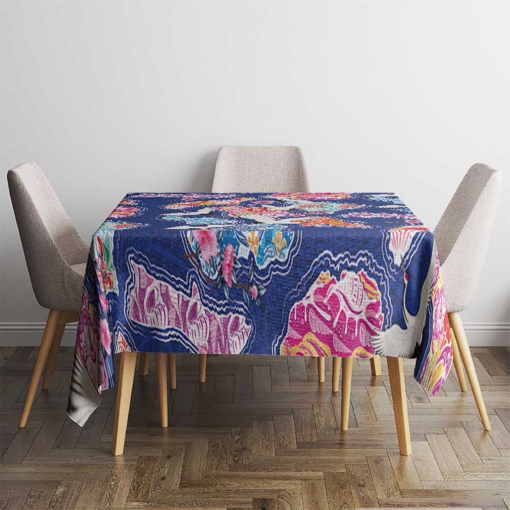 Hawaiian and Japanese Culture Together Tablecloth Hawaiian Archipelago Shape Sea Animals