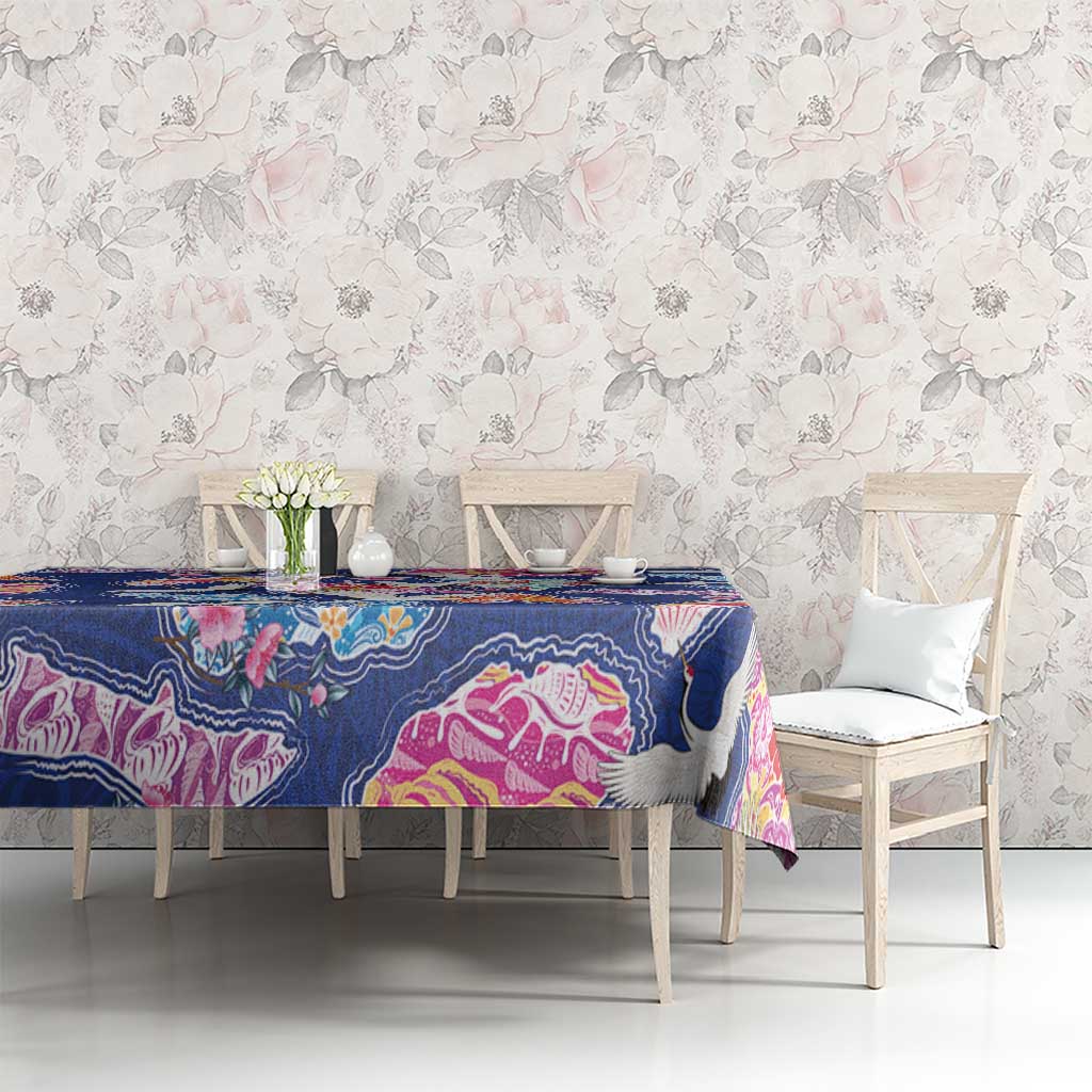 Hawaiian and Japanese Culture Together Tablecloth Hawaiian Archipelago Shape Sea Animals