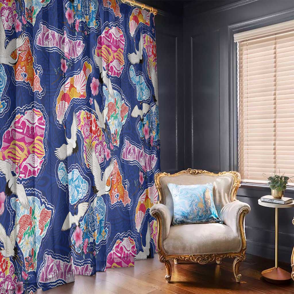 Hawaiian and Japanese Culture Together Window Curtain Hawaiian Archipelago Shape Sea Animals