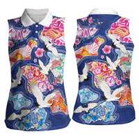 Hawaiian and Japanese Culture Together Women Sleeveless Polo Shirt Hawaiian Archipelago Shape Sea Animals LT03 - Polynesian Pride