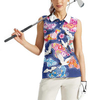 Hawaiian and Japanese Culture Together Women Sleeveless Polo Shirt Hawaiian Archipelago Shape Sea Animals LT03 - Polynesian Pride