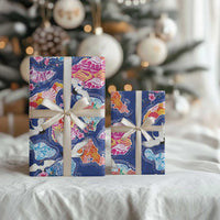 Hawaiian and Japanese Culture Together Wrapping Paper Hawaiian Archipelago Shape Sea Animals