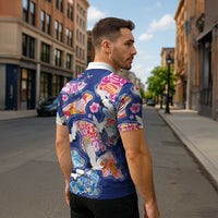 Hawaiian and Japanese Culture Together Zipper Polo Shirt Hawaiian Archipelago Shape Sea Animals LT03 - Polynesian Pride