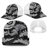 New Zealand Sea Animals with Maori Tribal Tattoo Baseball Net Cap Shark Manta Ray with Silver Fern Black LT03 - Polynesian Pride