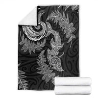 New Zealand Sea Animals with Maori Tribal Tattoo Blanket Shark Manta Ray with Silver Fern Black LT03 - Polynesian Pride