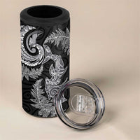 New Zealand Sea Animals with Maori Tribal Tattoo 4 in 1 Can Cooler Tumbler Shark Manta Ray with Silver Fern Black LT03 - Polynesian Pride