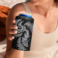 New Zealand Sea Animals with Maori Tribal Tattoo 4 in 1 Can Cooler Tumbler Shark Manta Ray with Silver Fern Black LT03 - Polynesian Pride