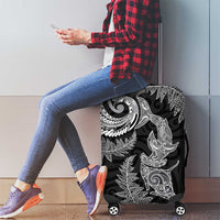 New Zealand Sea Animals with Maori Tribal Tattoo Luggage Cover Shark Manta Ray with Silver Fern Black LT03 - Polynesian Pride