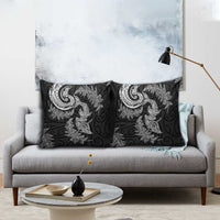 New Zealand Sea Animals with Maori Tribal Tattoo Pillow Cover Shark Manta Ray with Silver Fern Black LT03 - Polynesian Pride