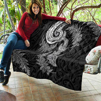 New Zealand Sea Animals with Maori Tribal Tattoo Quilt Shark Manta Ray with Silver Fern Black LT03 - Polynesian Pride