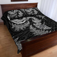 New Zealand Sea Animals with Maori Tribal Tattoo Quilt Bed Set Shark Manta Ray with Silver Fern Black LT03 - Polynesian Pride